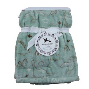Adirondack Baby Dinosaur Blanket Dino Fleece Green Brown Infant Boys NWT RARE